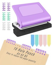 10 Hole Punch Binding Machine for Planners,Paper Puncher with Binder Rings,Pu...