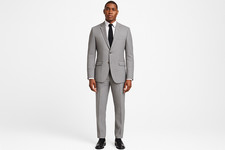 RENOIR Gray Suit Men New Basic 38R 54L Classic Regular Fit Business Church