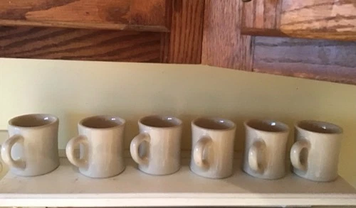Lot Of 6 VICTOR USA Diner Mugs Coffee Heavy Restaurant Ware Cream Ceramic