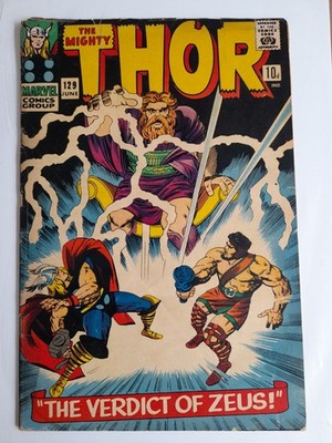 Thor #129 June 1966 Good+ 2.5 1st appearance of Ares, Hermes,  Hera & Dionysius