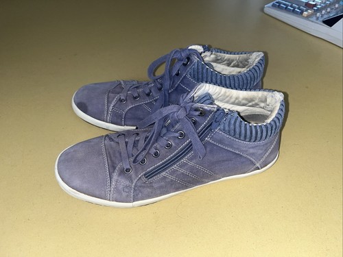 TAOS STARTUP INDIGO DISTRESSED CANVAS HIGH TOP LACED SHOES US Wn’s SZ 11 - Picture 3 of 12