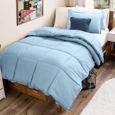 Bare Home Twin Comforter Set 1800 Ultra Soft Light Blue Down Alt All-Season