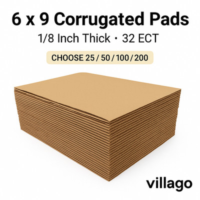 6x9 Corrugated Cardboard Pads 1/8'' Thick 32 ECT Mailer Inserts 25-200 Villago