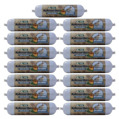 MyMenue4Dogs Hundefutter Entenwurst 15x 400g Hundewurst Hundenahrung Fleisch 