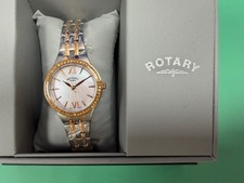 New Ladies Rotary rose plated & steel stone set Quartz Watch LB00309/07 no box