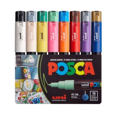 uni PC-1M Water-Based Paint Markers, Extra Fine Tip (0.7mm), Assorted Colors,...