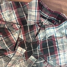 Affliction Black Premium Buckle Shirt Mens XL Multi Plaid Embroidered Button Up