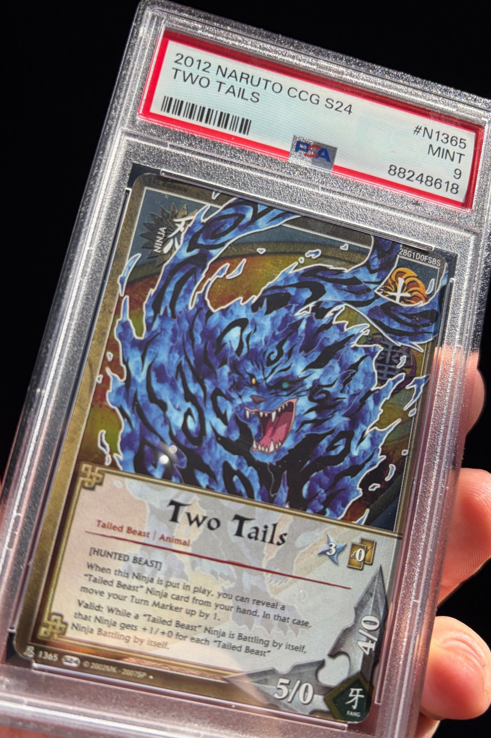 2012 Naruto CCG S24 B1365 RARE FOIL Two Tails MINT 9 PSA88248618 view 1