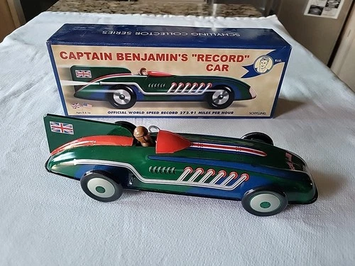 Schylling Tin Toy Car Captain Benjamin's "Record" Car World Speed Record In Box