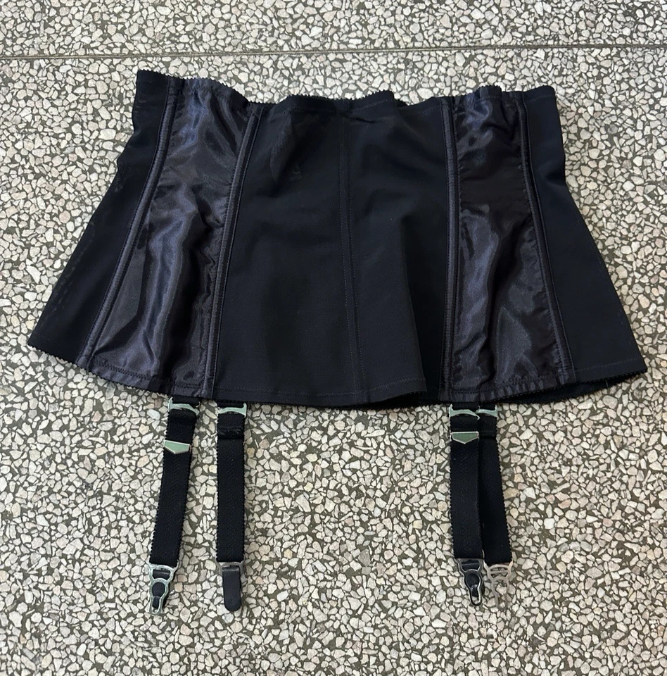 Faja Fredericks of Hollywood vintage años 80 con ligas control de curva negro M Foto 4 de 4