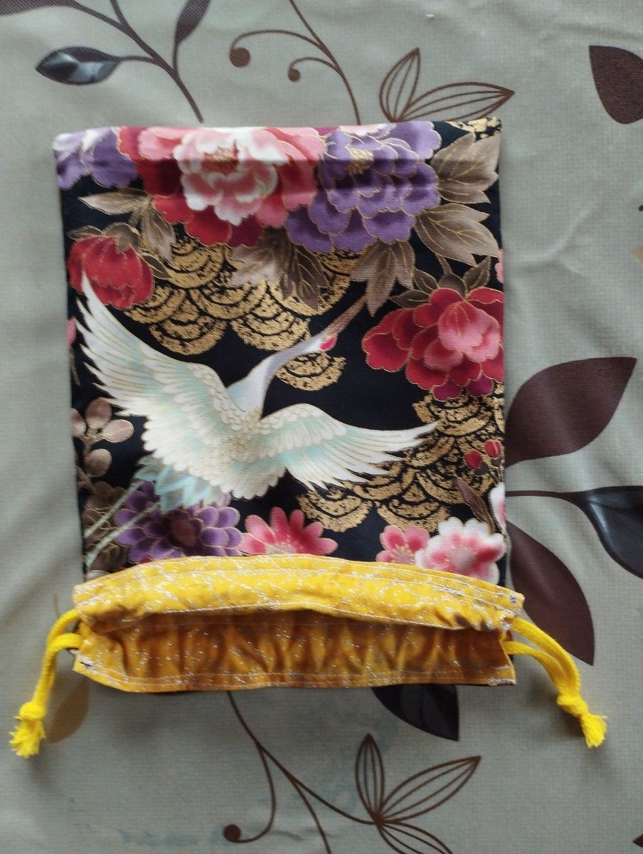 Drawstring bag Japanese pattern crane - image 2