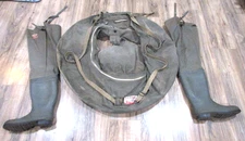 Vtg. 1950's Fish-N-Float Tube/ Waders Tucker Duck & Rubber Co. Green Canvas