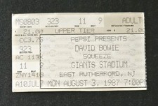 David Bowie Concert Ticket Stub August 3, 1987 Glass Spider Tour Giants Stadium
