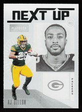 2020 Panini Playbook AJ DILLON - Next Up Insert Rookie Card #NU-25. rookie card picture