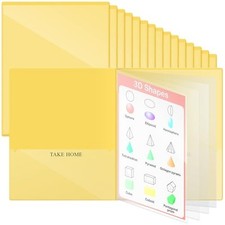 Pcs School and Home 2 Pocket Folders with 4 Clear Inner Pockets 24 Yellow