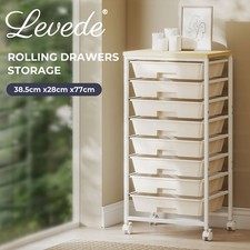 Levede 8 Drawers Storage Trolley Utility Cart Plastic Mobile Organiser Unit