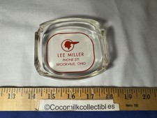 1940's Pontiac Advertising Glass Ashtray Dealership Lee Miller Brookville Ohio