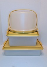 Vintage Harvest Gold Tupperware Cake Pie Brownie Carriers