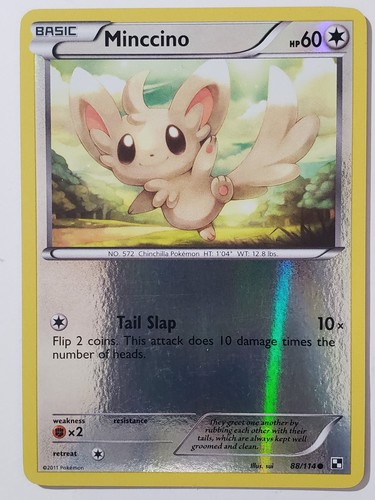 REVERSE HOLO Minccino 88/114 LP / VLP - Black White Pokemon Card - sui Art
