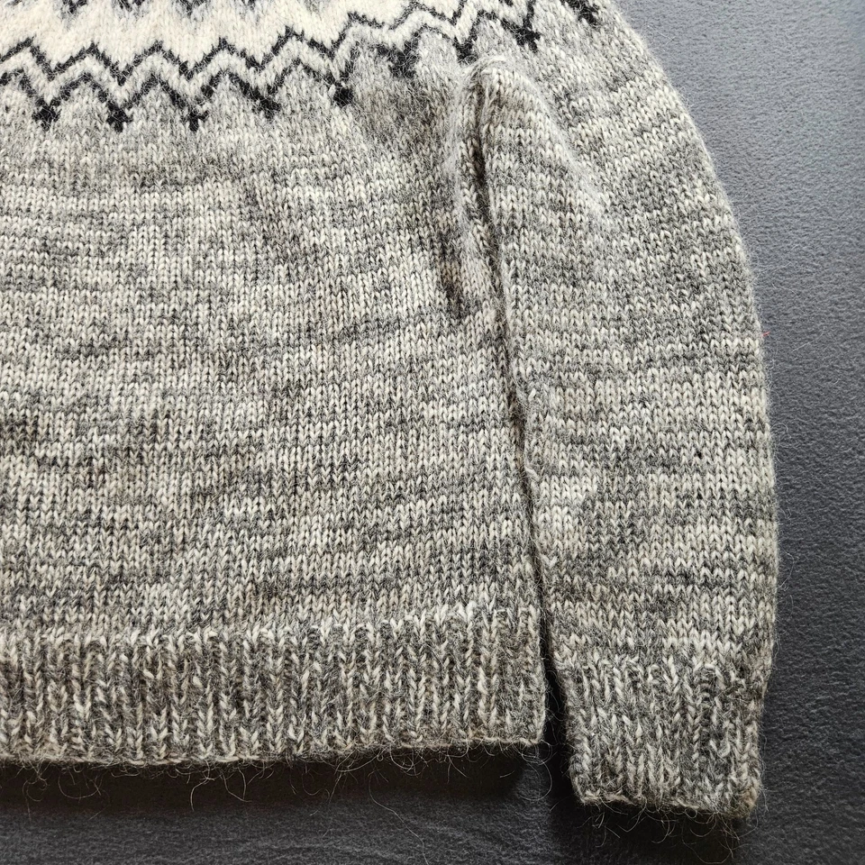 Suéter Icewear Islandia Mujer Grande Gris Blanco Lana Nórdico Pullover Tejido Cálido Foto 3 de 4
