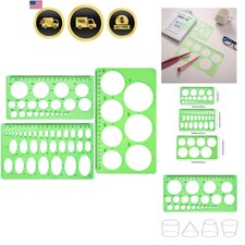 Circle and Oval Template Rulers Set 3 Pieces Plastic Drawing Guide Tools