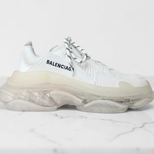 Women 8.0US Balenciaga Triple S Clear Sole Sneakers White Shoes