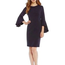 NWT Antonio Melani Sheath Dress Woman's Size 4 Black Three-Quarter Bell Sleeves