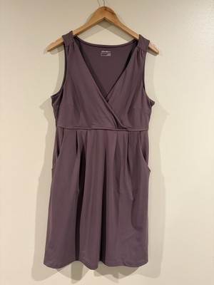 Eddie Bauer Women's Aster Crossover Dress Solid Dusty Violet Pockets Size Large