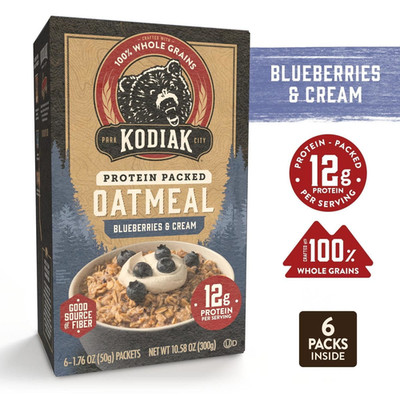Kodiak Protein Oatmeal Blueberries & Cream 6 Pack 1.76oz Instant Oats