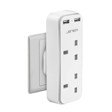 Double Plug Adaptor with 2 USB Mini 2 Way Plugs Extension Sockets with USB
