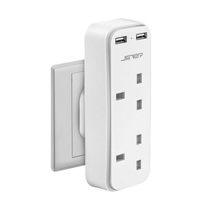 Doppelstecker Adapter mit 2 USB Mini 2 Wege Stecker Verlängerungssteckdosen mit USB