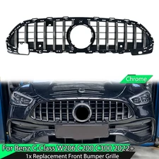 For Mercedes Benz C200 C300 W/AMG Line C43 AMG 2022+ Chrome Front Bumper Grille