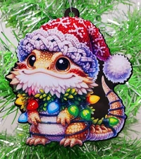 Cute Christmas Themed Baby Bearded Dragon Christmas Ornament