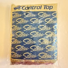NOS Silkies Control Top Support Legs PantyHose 756 Queen XL OFF BLACK Stockings