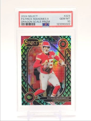 PATRICK MAHOMES II 2024 SELECT CLUB LEVEL DRAGON SCALE PRIZM /81 PSA 10 Q0004