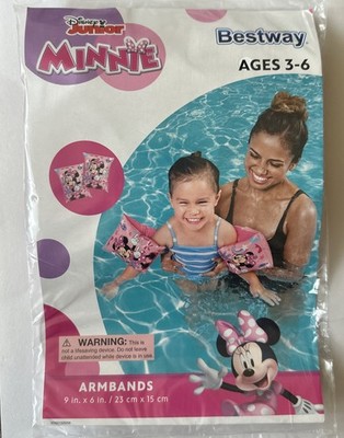 Bestway Disney Jr Minnie Mouse Swimming Pool Inflatable Armbands Floats Ages 3-6