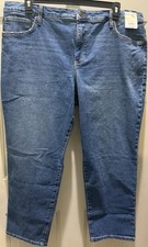 New Terra Sky Dark Medium Wash High Rise Straight Leg Jean.18W Petite.Great Jean