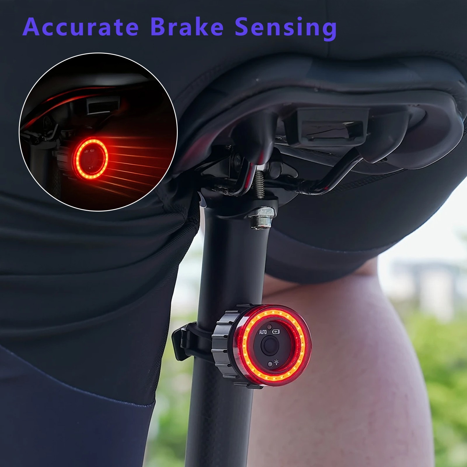 Taillight Smart Auto Brake Sensing Rear Light Rechargeable L