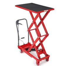 Garvee 770Lbs Lift Table Cart 14-50" Double Scissor Non-Slip Lockable Wheels Red