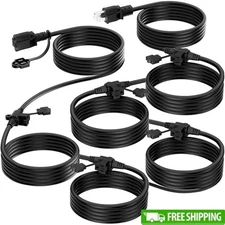6 Outlet Extension Cord 16 AWG Heavy Duty Power Plug Weatherproof Safety Covers
