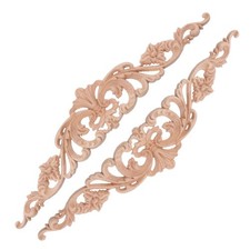 2PCS Wood Appliques Carved Floral Corner Decor Crafts Wooden Carved Ornament