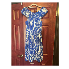 Lilly Pulitzer Midi Dress Size M Blue White Floral Women's Regular
