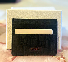 Dior Black Leather Card Holder for Men, Leather Card Case Wallet