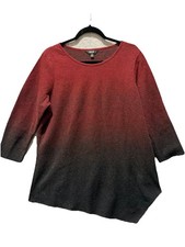 Simply Vera Woman’s Size XL Red Black Ombre Long Slv Sweater Shimmer Holiday EUC