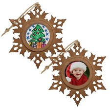 Wood Snowflake 1.5" Photo Ornament - Pack of 10