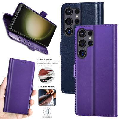 For Samsung Galaxy S23 Ultra 5G Case Shockproof Leather Wallet Folio Phone Cover