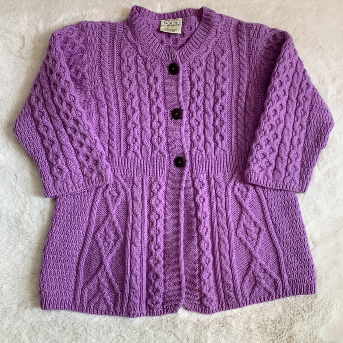 EUC Kilronan Knitwear Ireland 100 Wool Womens M Cardigan Sweater Cable Knit