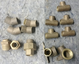 Lot of 14 1/2'  Bronze Sweat Fittings Tee 45 Union 1/2 x  FIP 90 1/2 x MIP