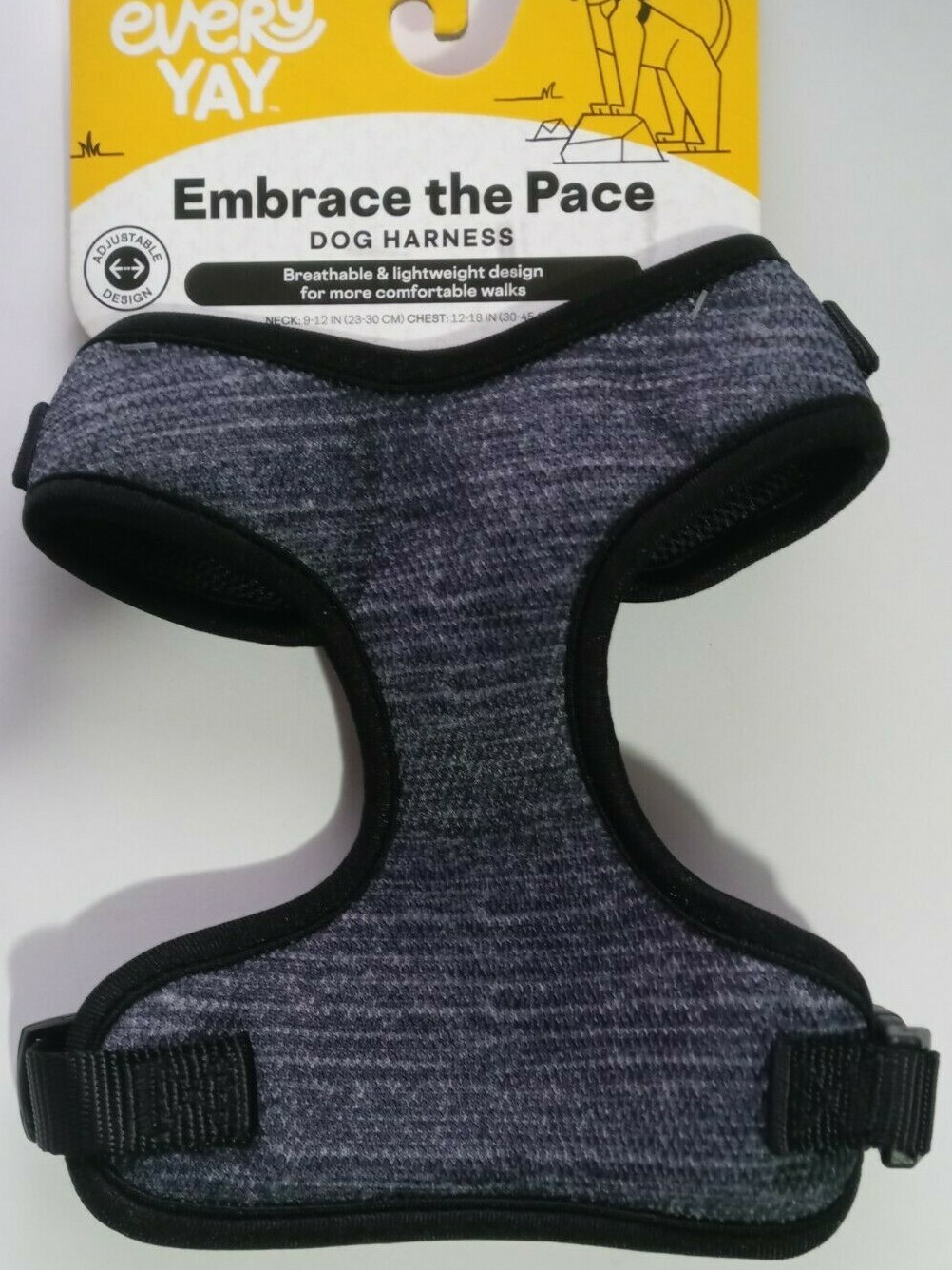 EveryYay Black Heather Pullover Dog Harness, Small