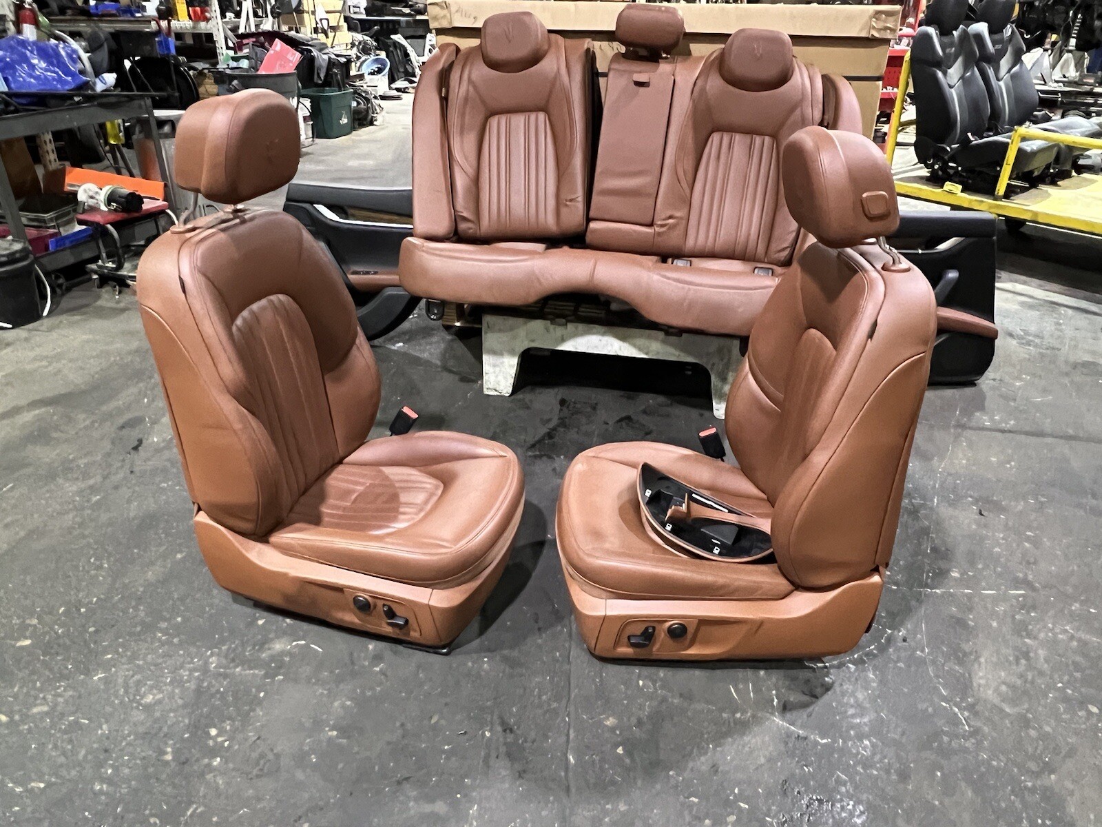 OEM 2014-2017 MASERATI GHIBLI SEAT SEATS HEADREST DOOR PANELS LEATHER BROWN